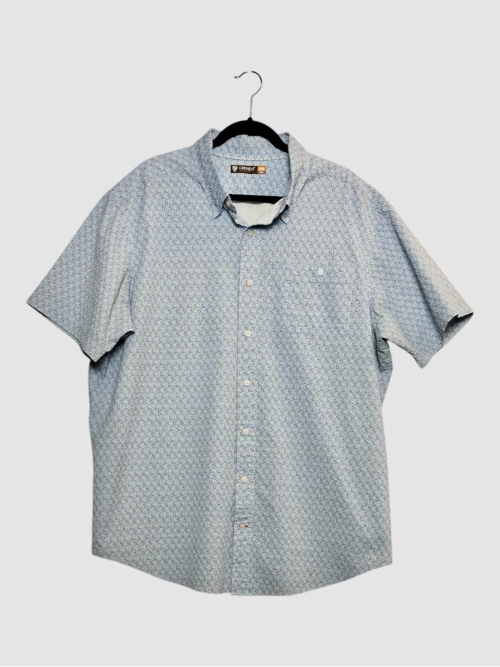 Cremieux Performance Men 2XB Short Sleeve Button Down Shirt Blue Seahorse Print